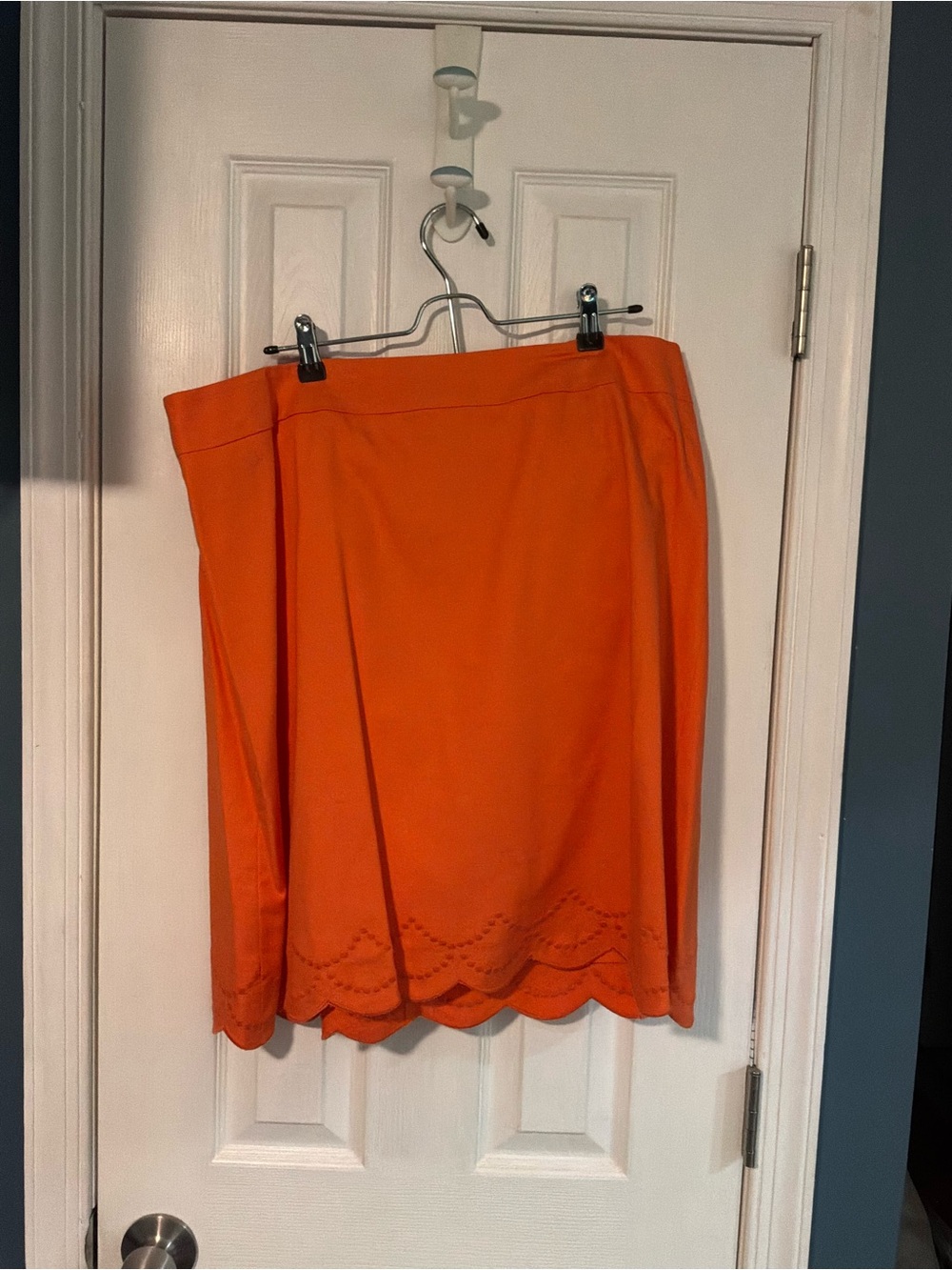 Talbots Orange Scalloped-Hem Midi Skirt